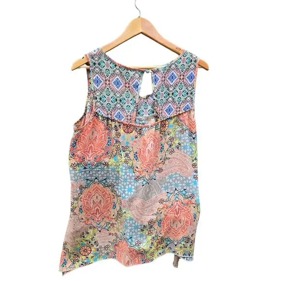 Y2K Flowy Fairycore Dreamy Bohemian Floral Sleeveless Whimsical Feminine Blouse - Picture 2 of 5